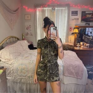 Y2K Camouflage Short Sleeve Dress